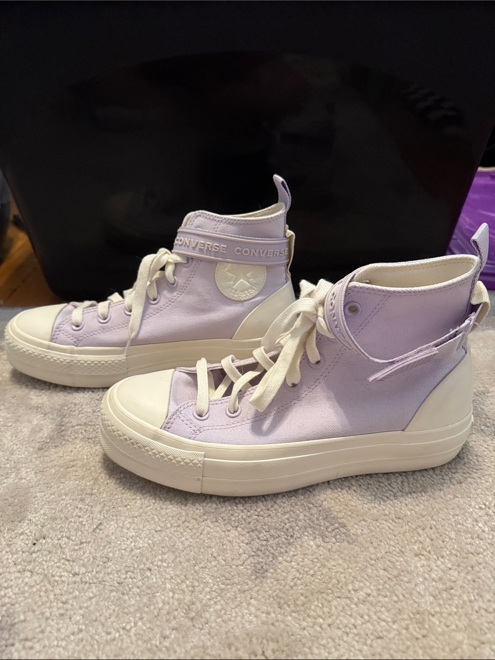 Converse Lavender High-Top Platform Sneakers